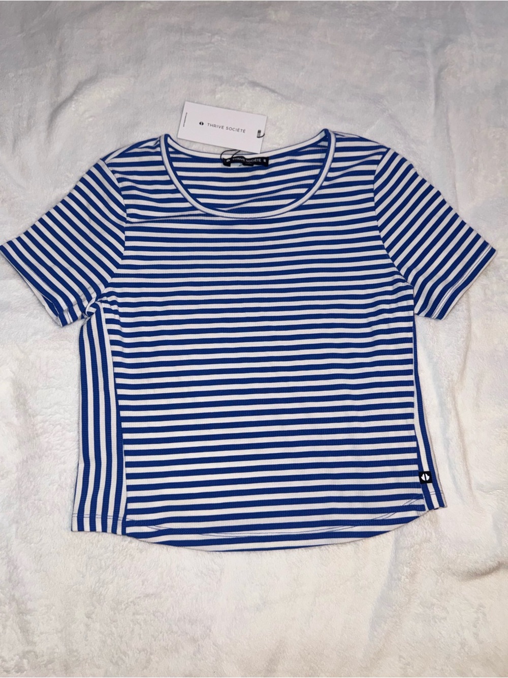 Thrive Societe Blue and White Striped Top NWT Size Medium